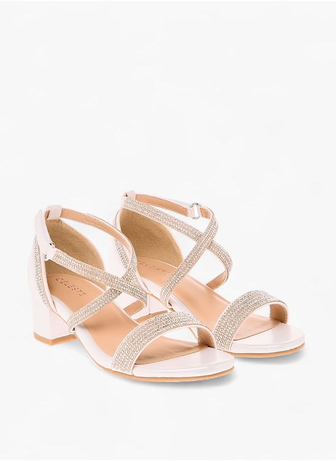 Girl's Embellished Sandals with Hook and Loop Closure Ramadan Collection