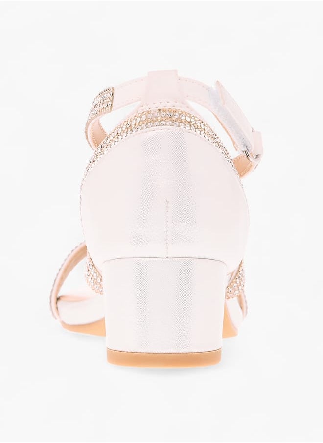 Girl's Embellished Sandals with Hook and Loop Closure Ramadan Collection