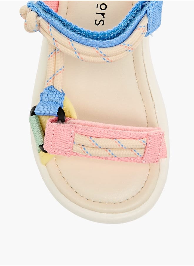 Girls Colourblock Strappy Sandals with Hook and Loop Closure