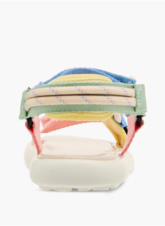 Girls Colourblock Strappy Sandals with Hook and Loop Closure