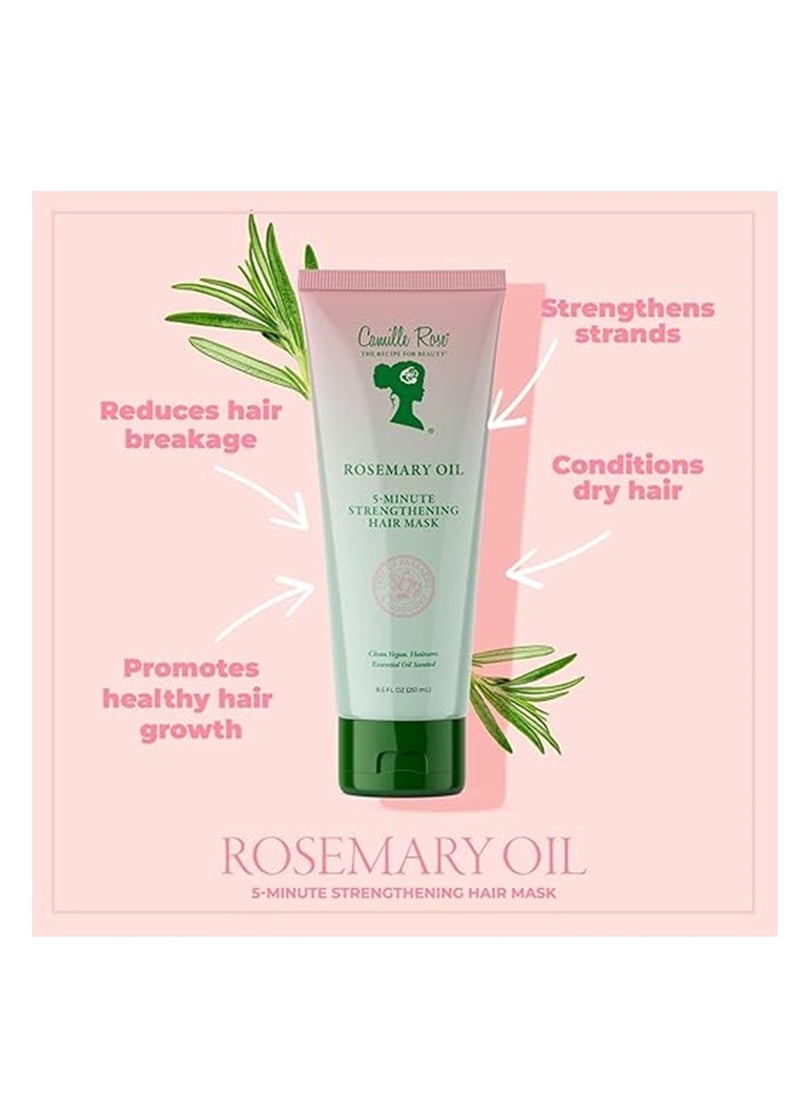 Camille Rose | Rosemary Oil 5 Minute Deep Strengthening Mask | Castor Oil, Peppermint & Rosemary Essential Oils to Encourage Hair Growth & Strengthen | Natural Deep Conditioner | 8.5 fl oz