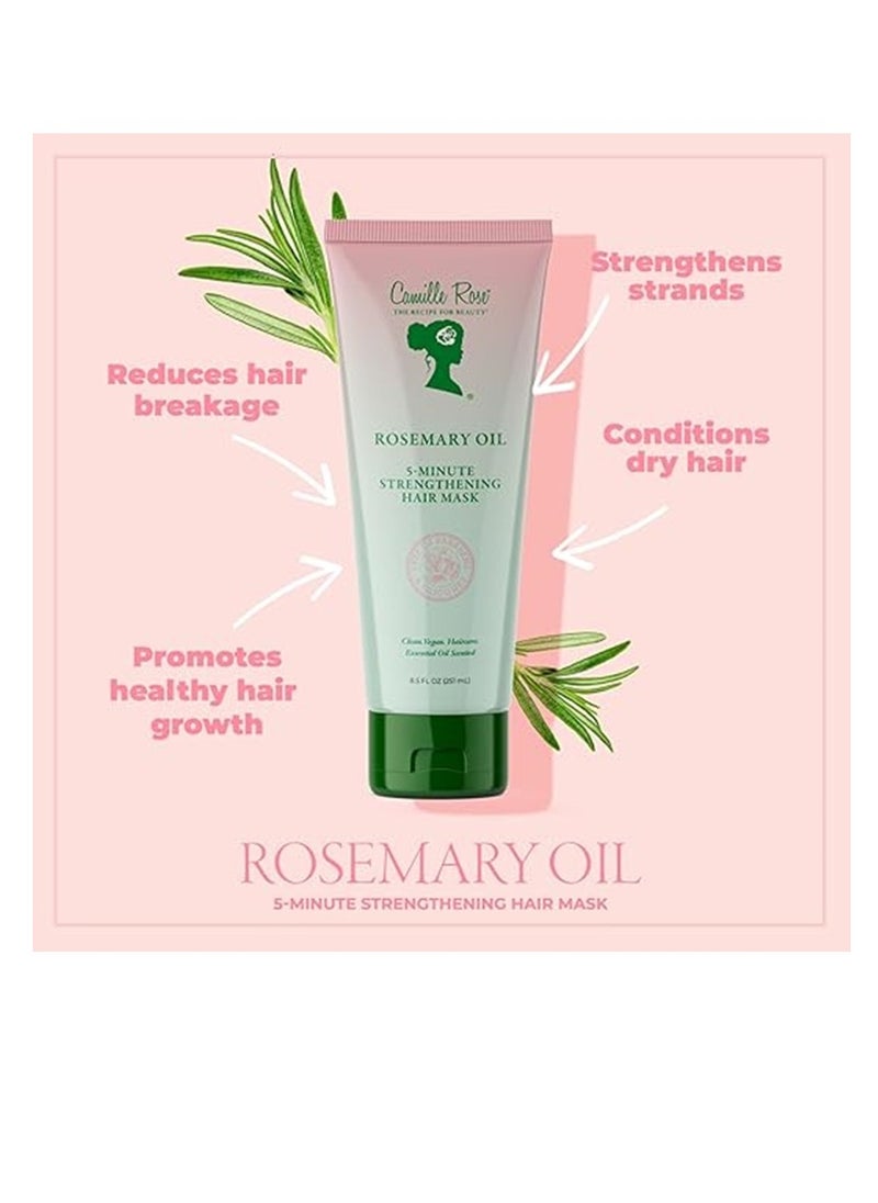 Camille Rose | Rosemary Oil 5 Minute Deep Strengthening Mask | Castor Oil, Peppermint & Rosemary Essential Oils to Encourage Hair Growth & Strengthen | Natural Deep Conditioner | 8.5 fl oz