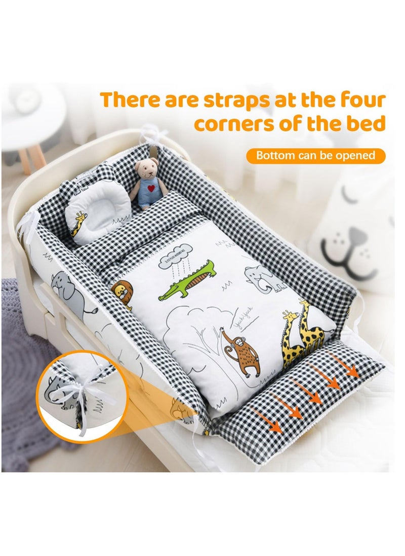 Foldable Travel Bassinet, Co-Sleeper Bassinet Bedside Cradle Baby Lounger Breathable Lounger, 100% Cotton Portable Crib for 0-24 Months in the Bedroom, Traveling