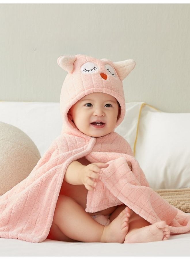 Baby Hooded Bath Towel, Natural Cotton Bamboo Baby Towel, Ultra Absorbent Baby Towel with Ears, Soft Baby Stuff Shower Gifts for Babies, Infant, Toddler and Kids Owl Style Towel
