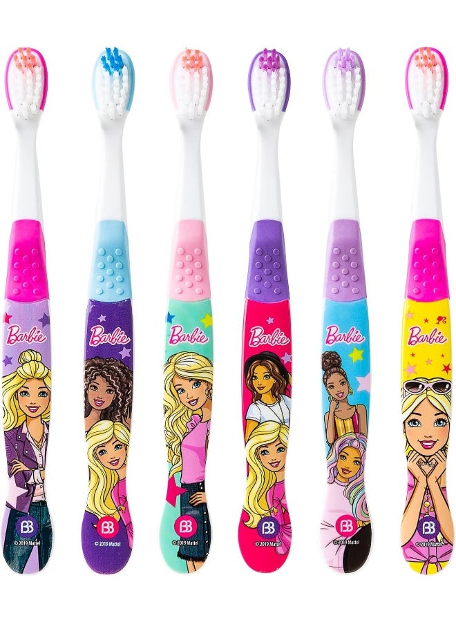 Brush Buddies 6 Pack Barbie Toothbrushes for Kids, Children's Toothbrushes, Soft Bristle Toothbrushes for Kids