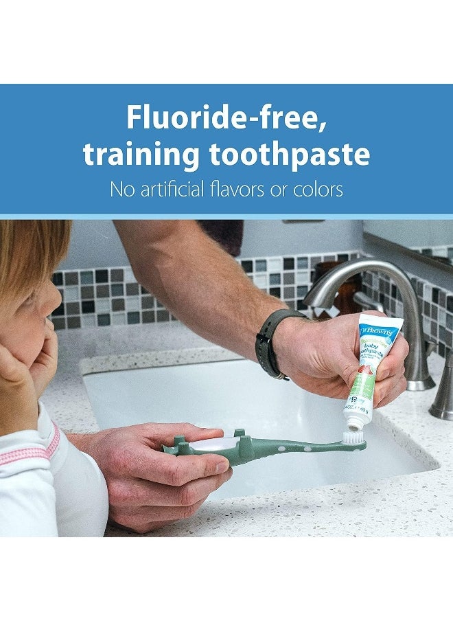 Dr. Brown's Infant-to-Toddler Training Toothbrush Set with Strawberry Fluoride-Free Toothpaste 1.4 oz, Soft for Baby's First Teeth, Giraffe, BPA Free, 0-3 Years