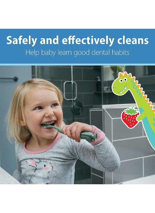Dr. Brown's Infant-to-Toddler Training Toothbrush Set with Strawberry Fluoride-Free Toothpaste 1.4 oz, Soft for Baby's First Teeth, Giraffe, BPA Free, 0-3 Years