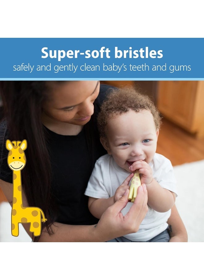 Dr. Brown's Infant-to-Toddler Training Toothbrush Set with Strawberry Fluoride-Free Toothpaste 1.4 oz, Soft for Baby's First Teeth, Giraffe, BPA Free, 0-3 Years