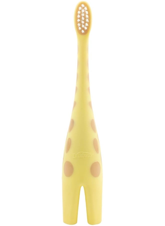 Dr. Brown's Infant-to-Toddler Training Toothbrush Set with Strawberry Fluoride-Free Toothpaste 1.4 oz, Soft for Baby's First Teeth, Giraffe, BPA Free, 0-3 Years