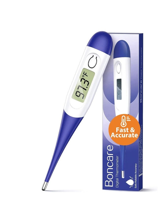 Boncare 10 Seconds Digital Thermometer for Adults and Kids - Accurate & Safe Rectal Thermometer for Baby with Fever Alarm, Oral Thermometer FSA HSA Eligible (Dark Blue)