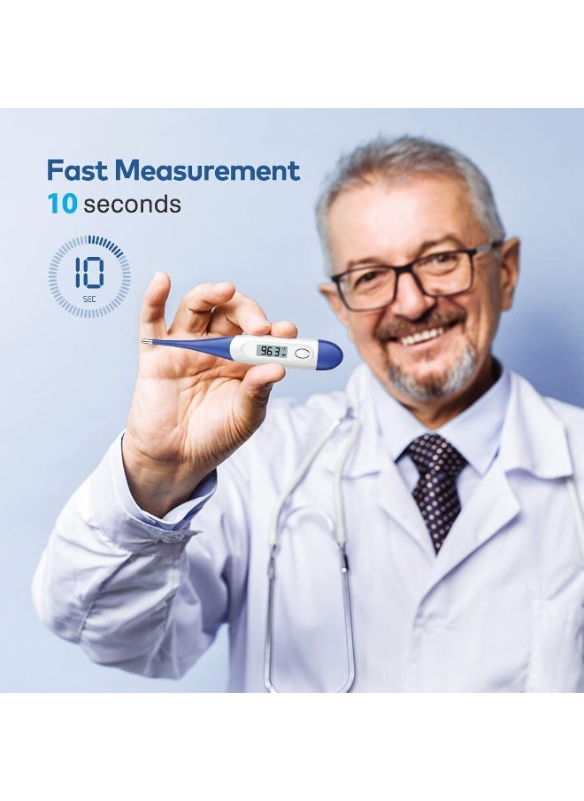 Boncare 10 Seconds Digital Thermometer for Adults and Kids - Accurate & Safe Rectal Thermometer for Baby with Fever Alarm, Oral Thermometer FSA HSA Eligible (Dark Blue)