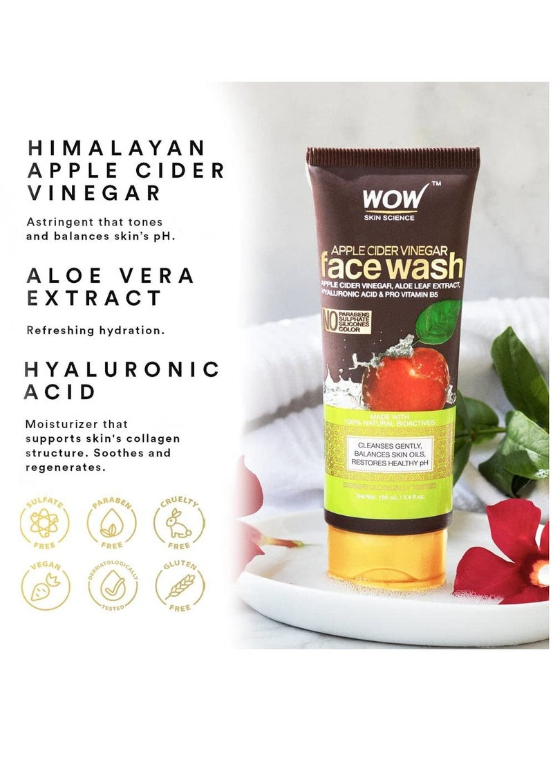 WOW Skin Science Apple Cider Vinegar Face Wash Gel - Deep Pore Cleansing For Smooth Skin, Helps Remove Blackheads & Reduce Acne Breakout - Daily Cleaner & Moisturizer For Men, Women & Teens - 100ml