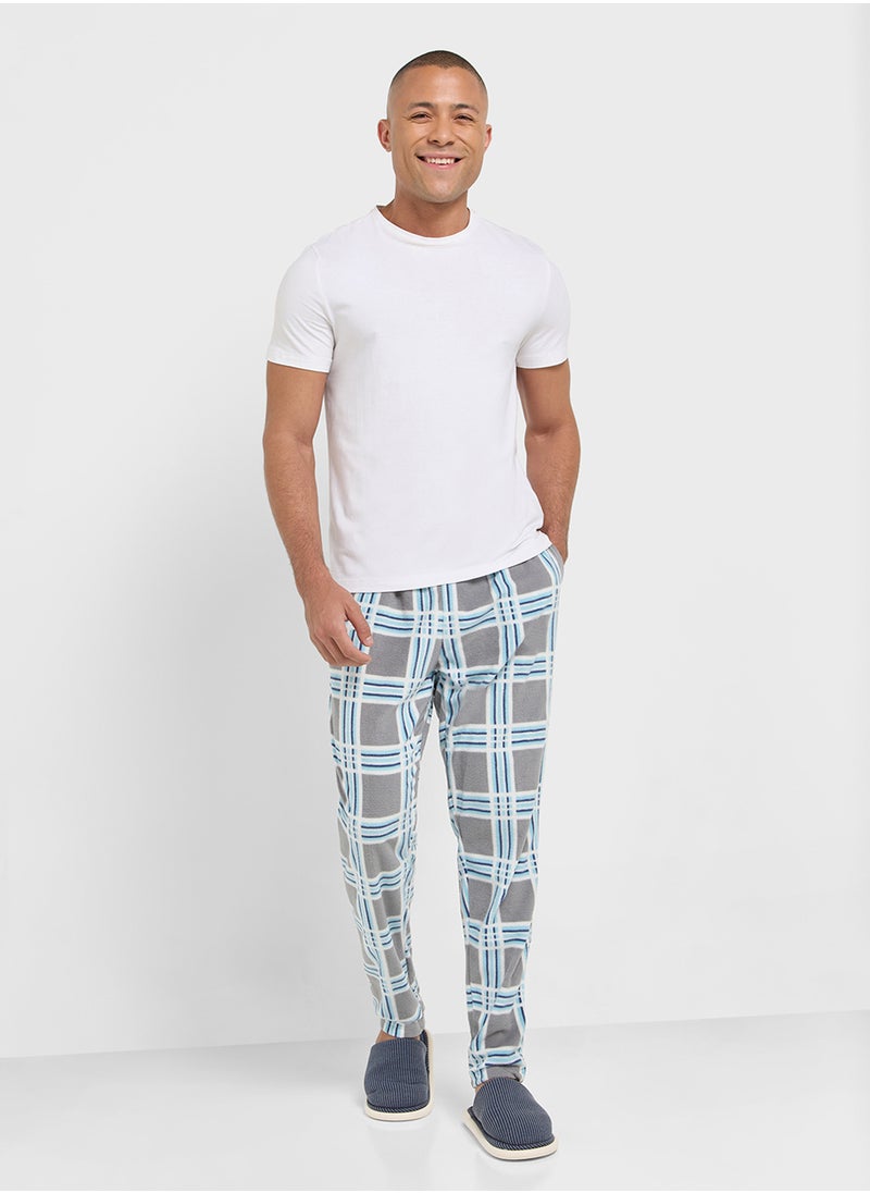 Men'S Foxbury Soft Cosy Micro Fleece Checked Bottoms