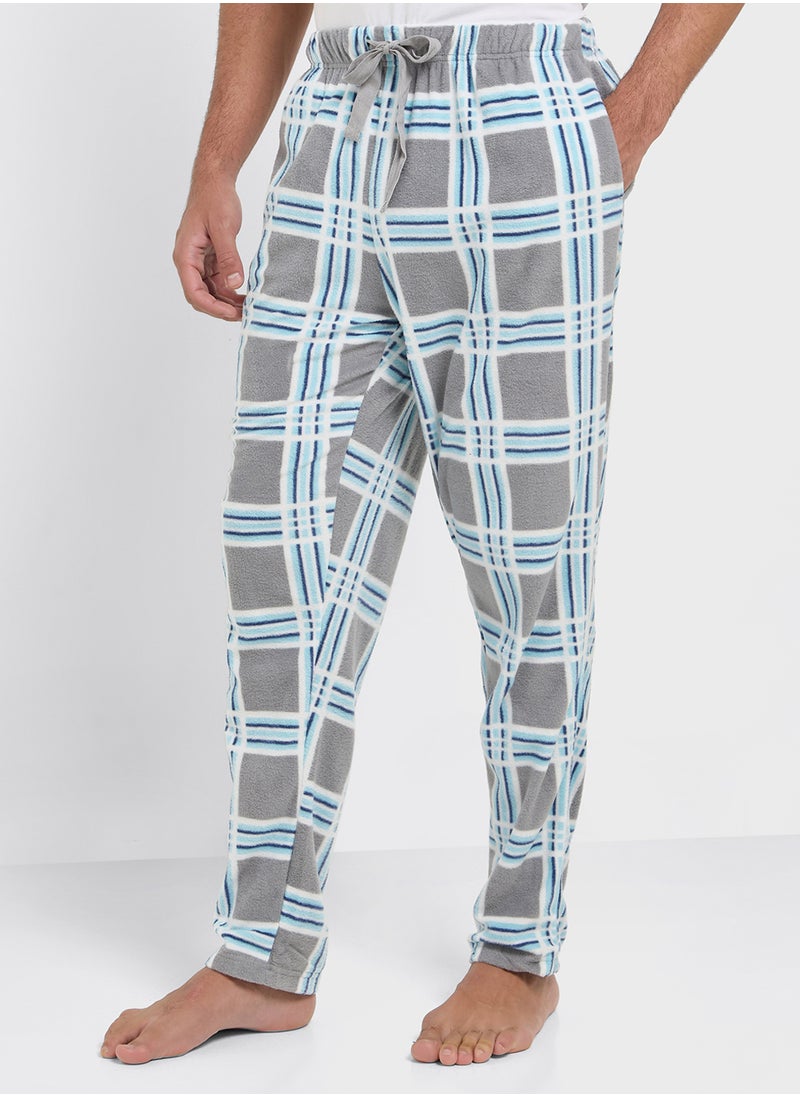 Men'S Foxbury Soft Cosy Micro Fleece Checked Bottoms