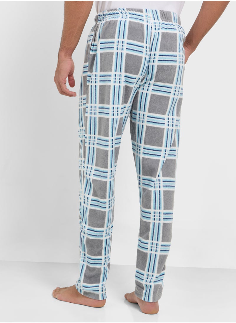 Men'S Foxbury Soft Cosy Micro Fleece Checked Bottoms