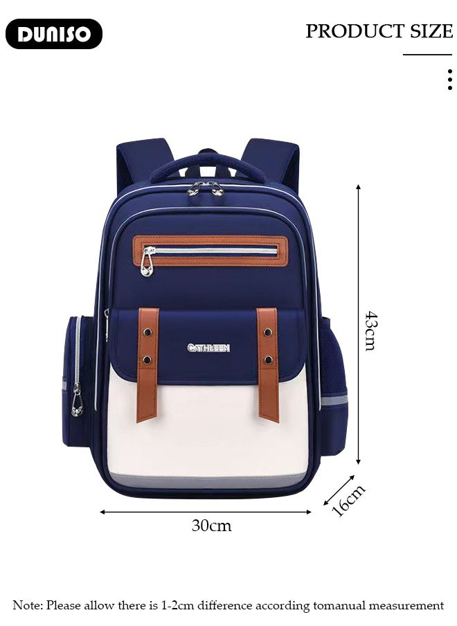 Kids School Backpack, Large Capacity Backpack for Girls Boys, Lightweight Schoolbag for Teen Boys Bookbag with Compartments Reflective Strip, Watrer Resistant Bookbag for Elementary Primary School