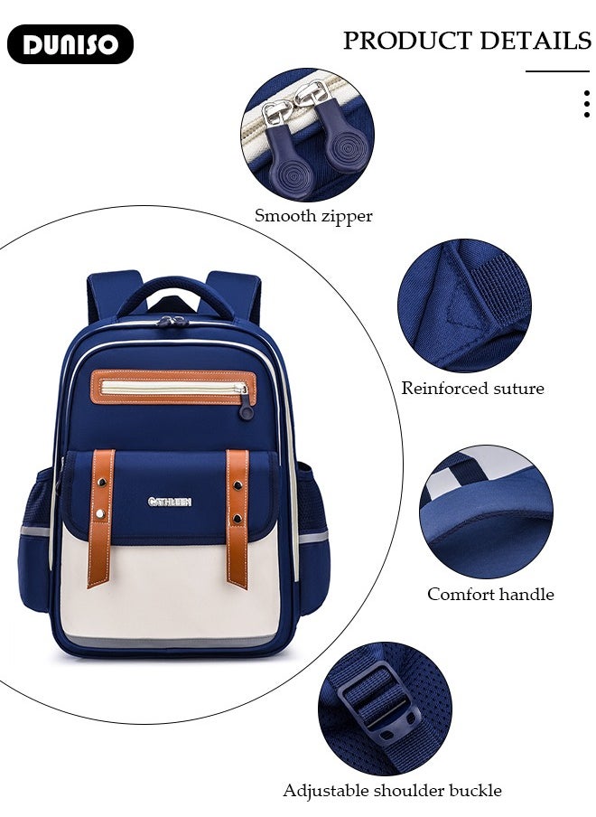 Kids School Backpack, Large Capacity Backpack for Girls Boys, Lightweight Schoolbag for Teen Boys Bookbag with Compartments Reflective Strip, Watrer Resistant Bookbag for Elementary Primary School