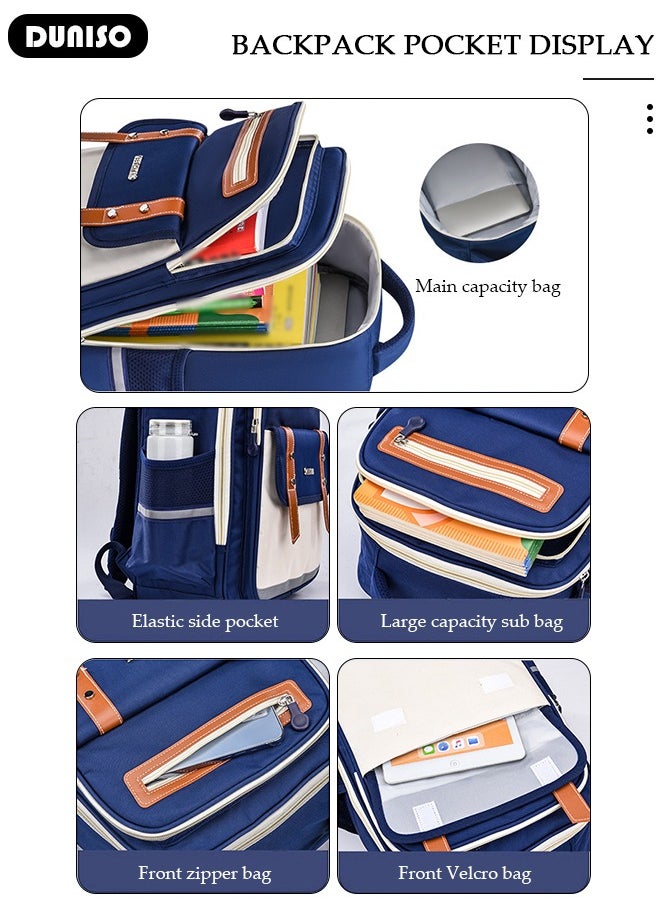 Kids School Backpack, Large Capacity Backpack for Girls Boys, Lightweight Schoolbag for Teen Boys Bookbag with Compartments Reflective Strip, Watrer Resistant Bookbag for Elementary Primary School
