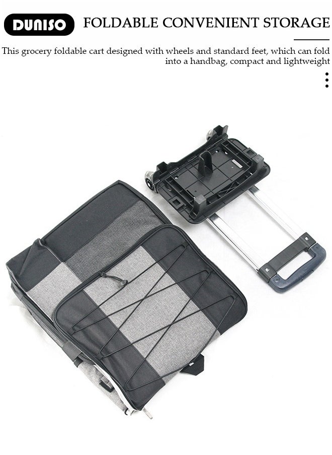 Trolley Cooler Food Bag,Portable Cooler Bag Camping Thermal Insulation Storage Organizer Waterproof & Leakproof Keep Hot & Cold 35L Large Capacity with Pull Rod for Outdoor Travel Camping Picnic Hiking Fishing Beach