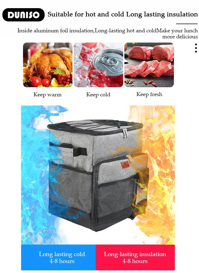 Trolley Cooler Food Bag,Portable Cooler Bag Camping Thermal Insulation Storage Organizer Waterproof & Leakproof Keep Hot & Cold 35L Large Capacity with Pull Rod for Outdoor Travel Camping Picnic Hiking Fishing Beach