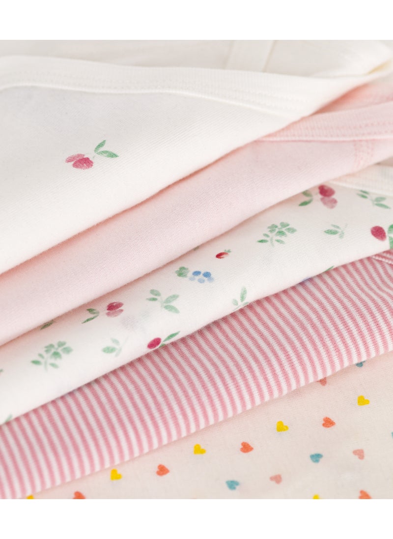 Set of 5 baby cotton long-sleeved crossover printed bodysuits