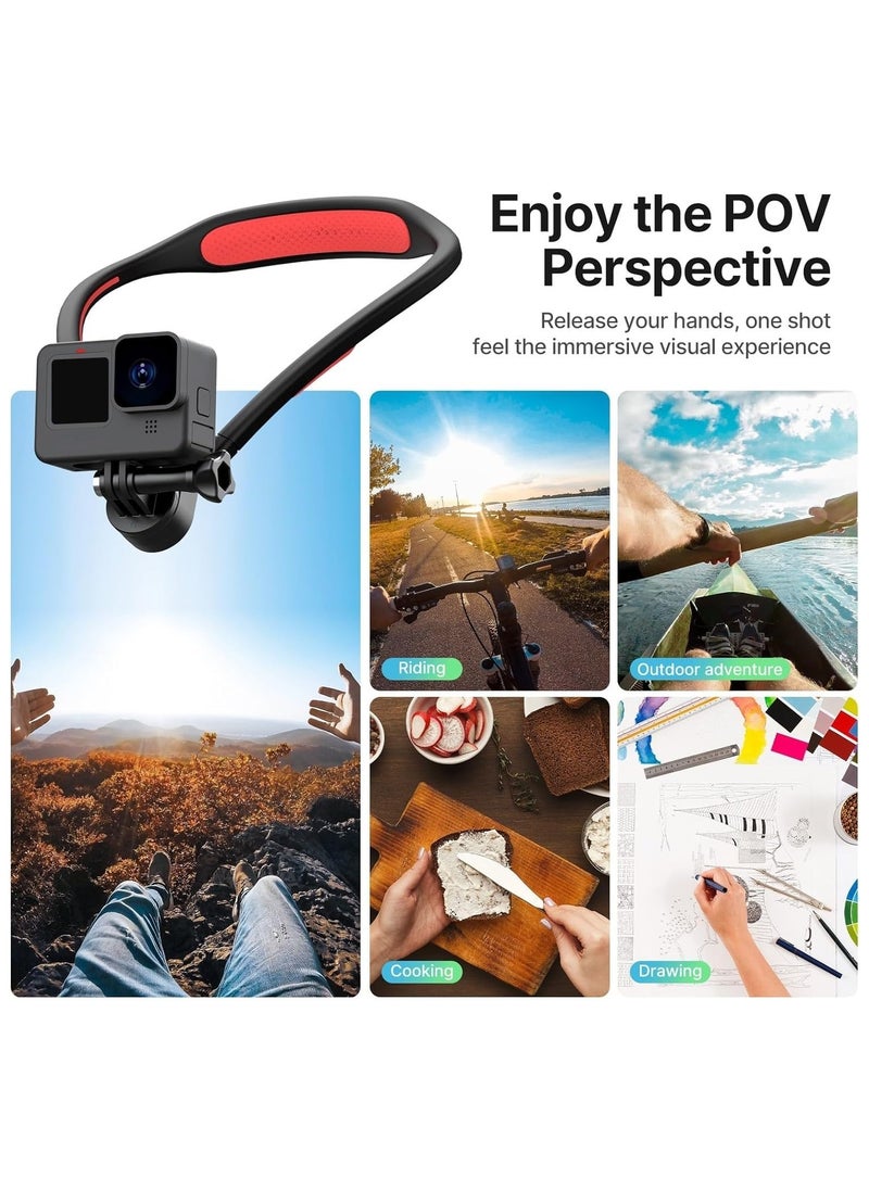 Go-Quick Ii Neck Mount For Gopro Magnetic Necklace Holder, Camera Pov Mount Compatible With Gopro Hero12/11/10/9/8/7/6/5/4/Max, Akaso, Dji Osmo Action, Insta360 And Most Action Cameras