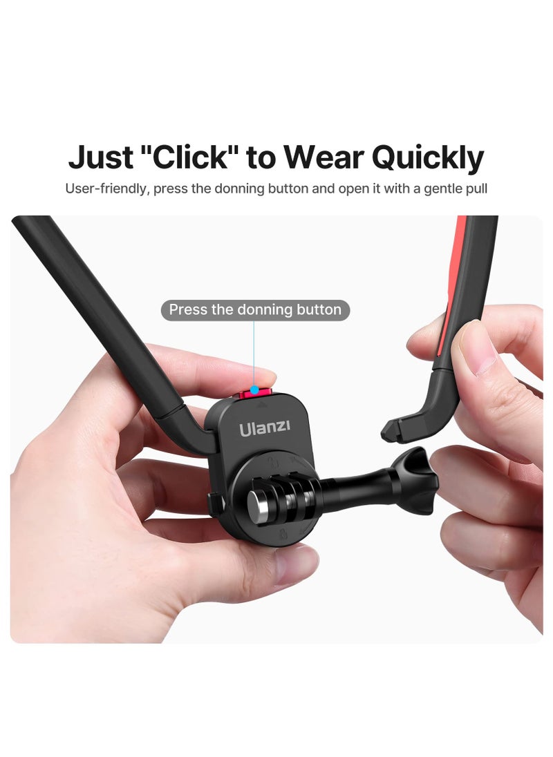 Go-Quick Ii Neck Mount For Gopro Magnetic Necklace Holder, Camera Pov Mount Compatible With Gopro Hero12/11/10/9/8/7/6/5/4/Max, Akaso, Dji Osmo Action, Insta360 And Most Action Cameras