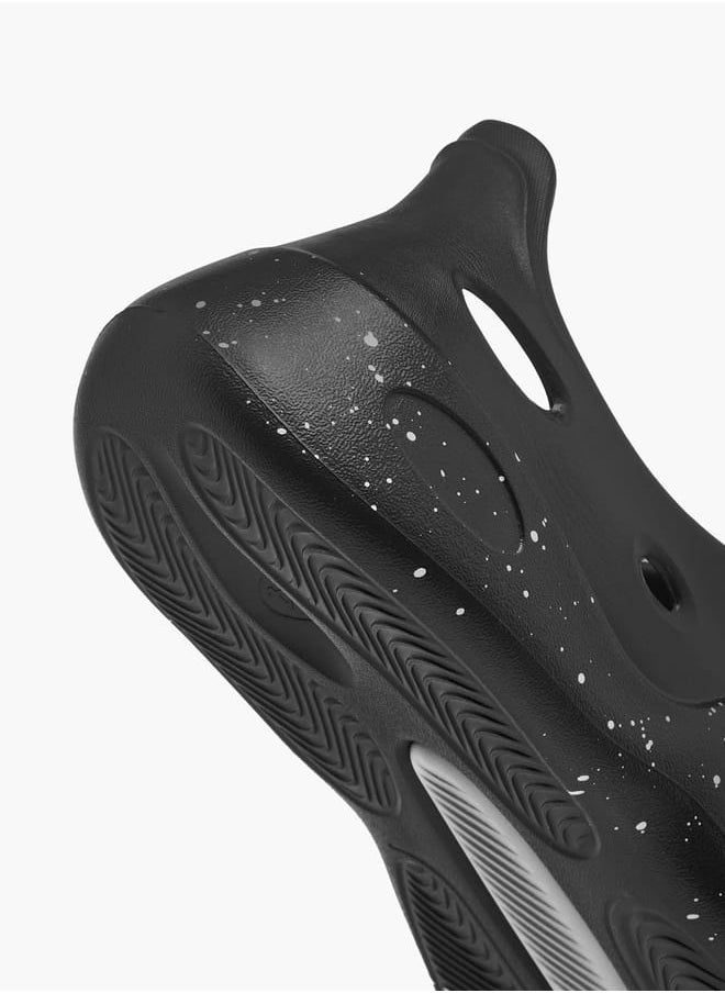 Men's Printed Slip-On Clogs with Cutout Detail