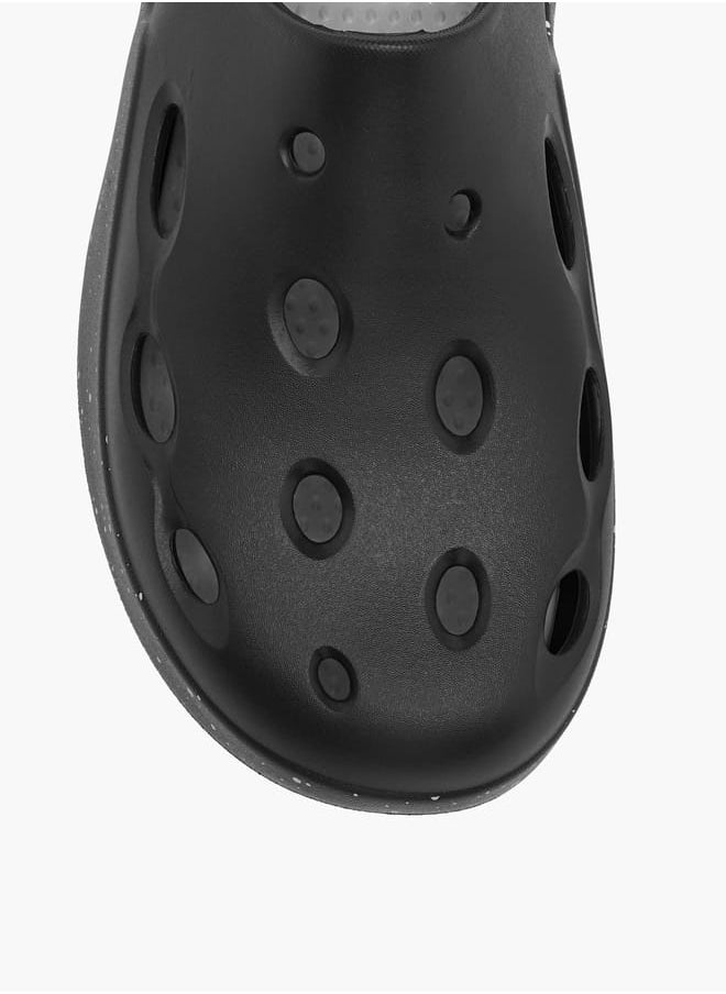 Men's Printed Slip-On Clogs with Cutout Detail