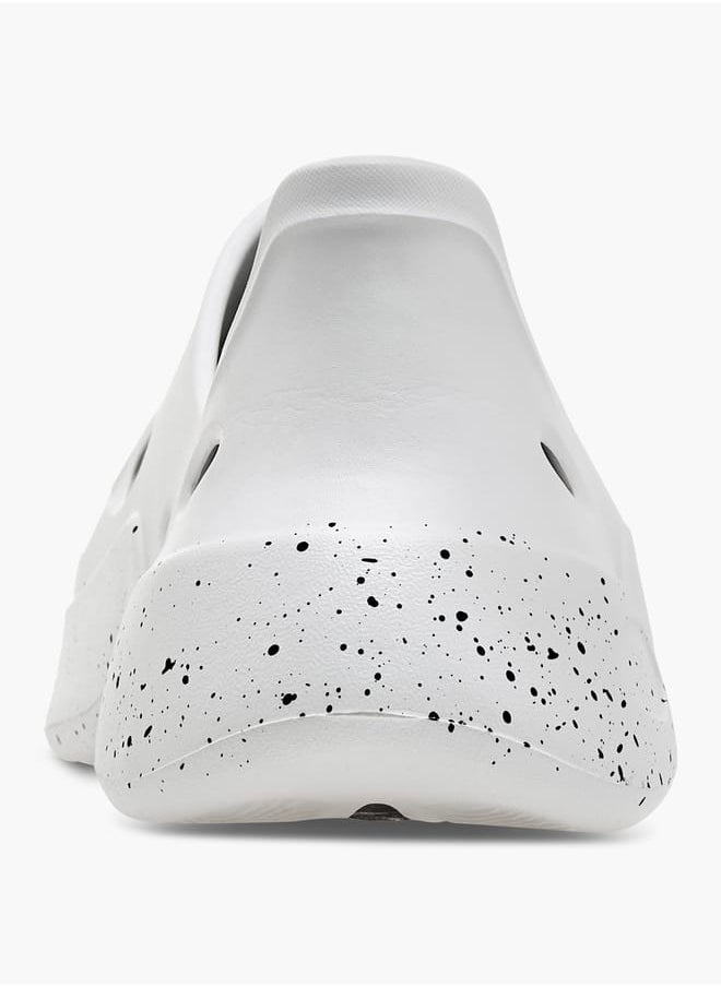 Men's Printed Slip-On Clogs with Cutout Detail