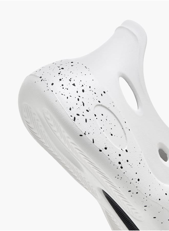 Men's Printed Slip-On Clogs with Cutout Detail