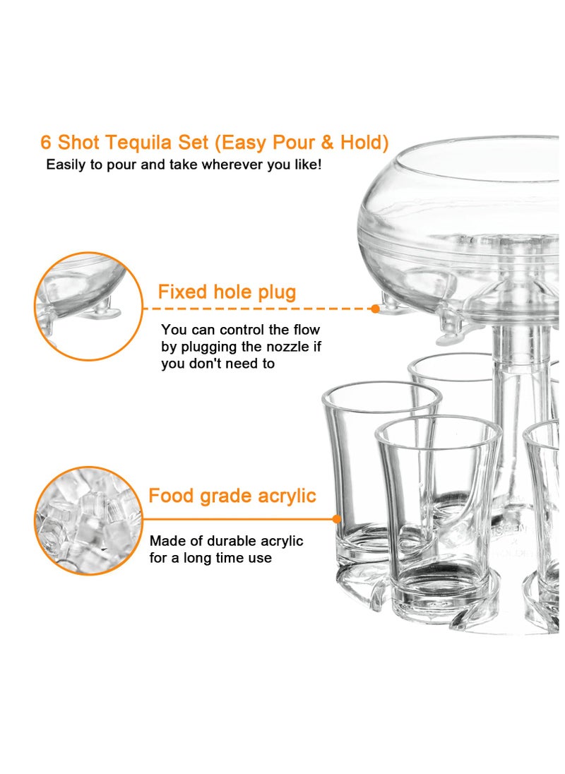 Beverage Dispenser for Beverage Transfer, 6-Cup Dispenser Holder, Perfect for Clubs Home Bars, Casual Happy Hours
