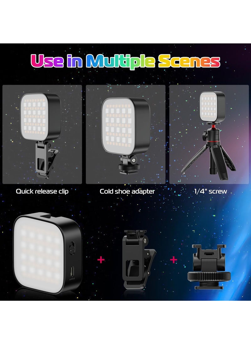 ULANZI U60 RGB Video Lights Black LED Camera Light 360° Full Color Portable Photography Lighting w Quick Release Cold Shoe Adapter and Clip, 2500mAh Rechargeable CRI 95+ 2500-9000K Dimmable Panel Lamp