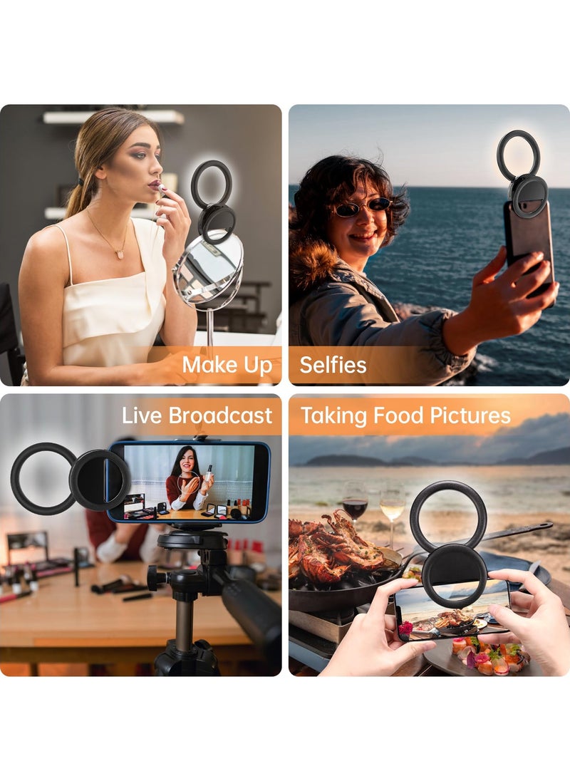 Ulanzi Selfie Ring Light, Ulanzi Rechargeable Fill 3000-6500K Portable Clip-on Phone LED Light with 40 LEDs for Phone, Laptop, Zoom Meeting, Make up, Camera Video, Video Recording(Black)