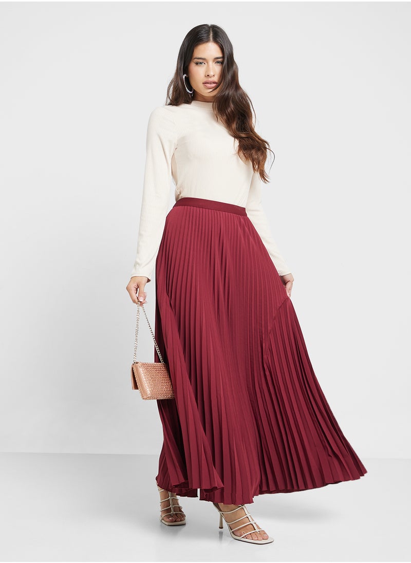 Pleated Circular Maxi Skirt