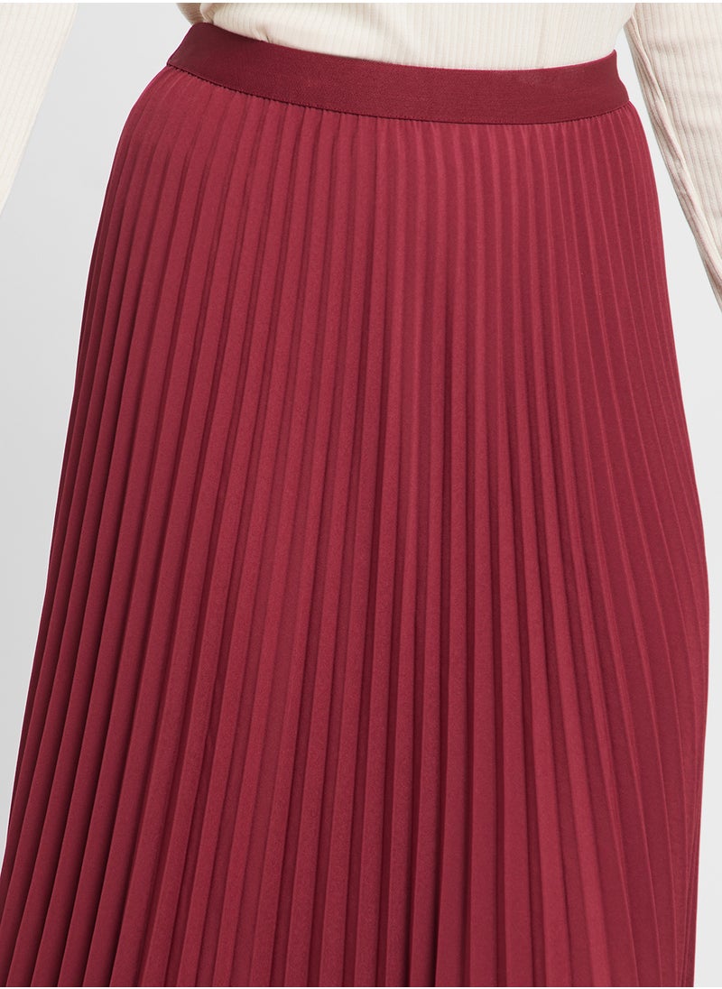 Pleated Circular Maxi Skirt