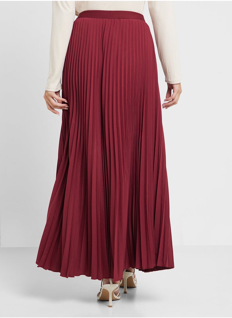 Pleated Circular Maxi Skirt
