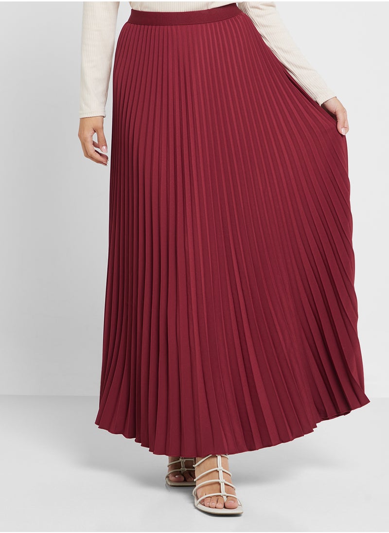 Pleated Circular Maxi Skirt