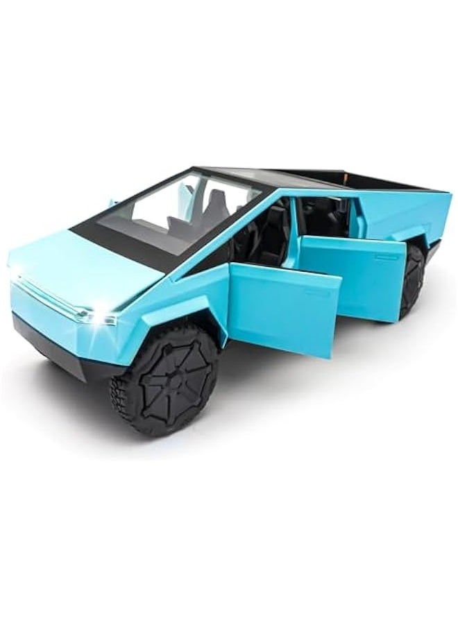 Cybertruck Model: 1/32 Diecast Metal Toy Trucks with Lights and Sounds, Mini Vehicles Toys for Boys, Ages 3 and Up (Blue)