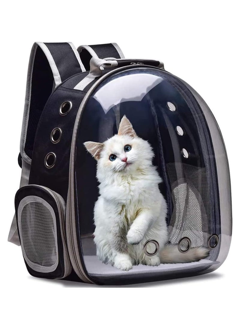 Pet Space Capsule Backpack, Small Medium Cat Puppy Dog Carrier, Transparent Breathable Heat Proof, Pet Carrier for Travel Hiking Walking Camping (Grey)