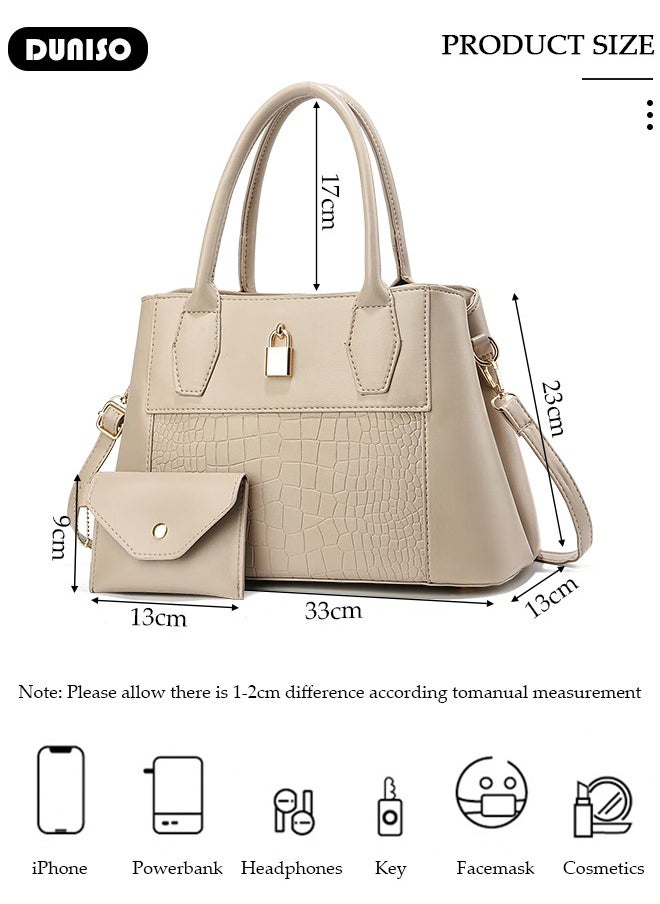 2PCS Women's Shoulder Tote Bag Set,Large Capacity Crossbody Bag,Shoulder Bag with Adjustable Shoulder Strap,Fashion Tote Bags Purse Bag Set for Women/Ladies Office Travel Daily Bag