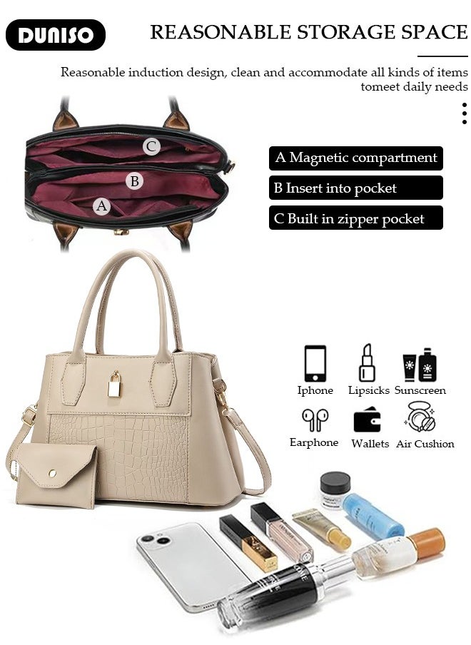 2PCS Women's Shoulder Tote Bag Set,Large Capacity Crossbody Bag,Shoulder Bag with Adjustable Shoulder Strap,Fashion Tote Bags Purse Bag Set for Women/Ladies Office Travel Daily Bag