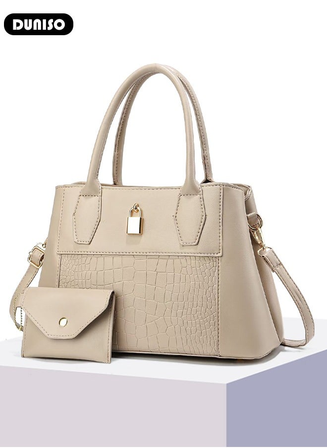 2PCS Women's Shoulder Tote Bag Set,Large Capacity Crossbody Bag,Shoulder Bag with Adjustable Shoulder Strap,Fashion Tote Bags Purse Bag Set for Women/Ladies Office Travel Daily Bag