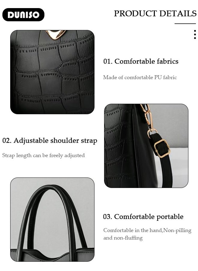 2PCS Women's Shoulder Tote Bag Set,Large Capacity Shoulder Bag with Adjustable Shoulder Strap,Fashion Tote Bags Purse Bag Set for Women/Ladies Office Travel Daily Bag