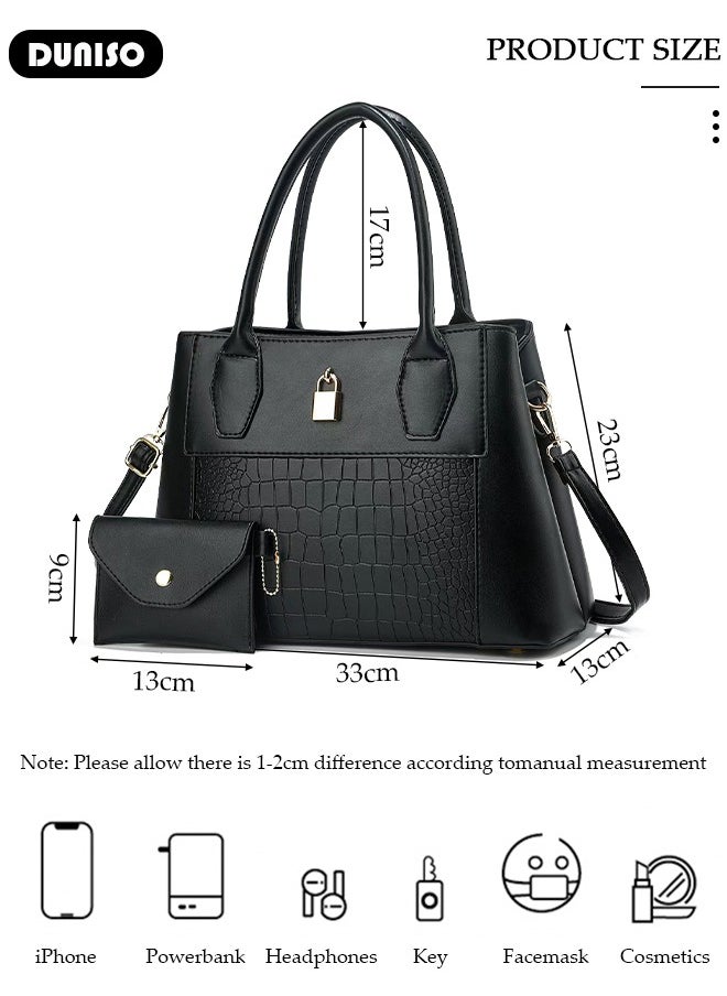 2PCS Women's Shoulder Tote Bag Set,Large Capacity Crossbody Bag,Shoulder Bag with Adjustable Shoulder Strap,Fashion Tote Bags Purse Bag Set for Women/Ladies Office Travel Daily Bag