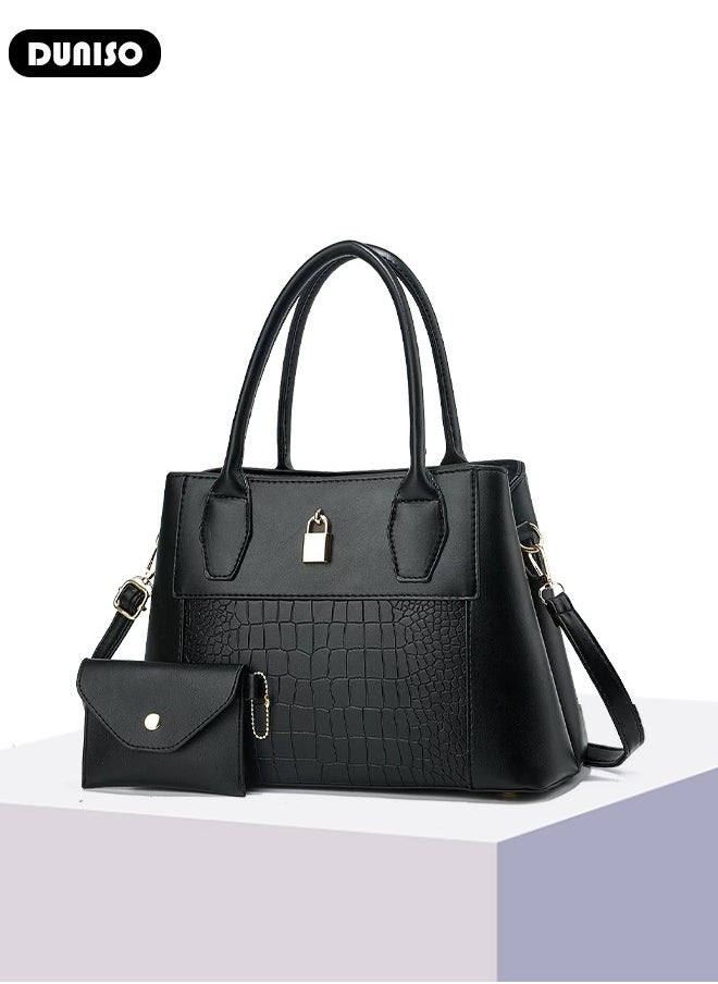 2PCS Women's Shoulder Tote Bag Set,Large Capacity Crossbody Bag,Shoulder Bag with Adjustable Shoulder Strap,Fashion Tote Bags Purse Bag Set for Women/Ladies Office Travel Daily Bag