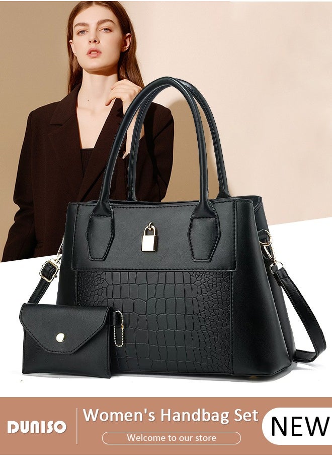 2PCS Women's Shoulder Tote Bag Set,Large Capacity Crossbody Bag,Shoulder Bag with Adjustable Shoulder Strap,Fashion Tote Bags Purse Bag Set for Women/Ladies Office Travel Daily Bag