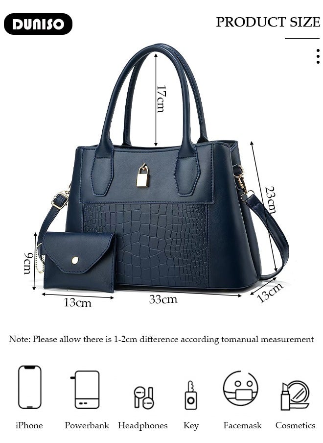 2PCS Women's Shoulder Tote Bag Set,Large Capacity Crossbody Bag,Shoulder Bag with Adjustable Shoulder Strap,Fashion Tote Bags Purse Bag Set for Women/Ladies Office Travel Daily Bag