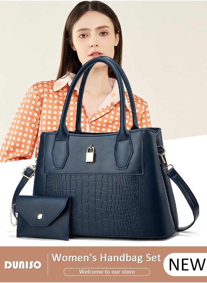 2PCS Women's Shoulder Tote Bag Set,Large Capacity Crossbody Bag,Shoulder Bag with Adjustable Shoulder Strap,Fashion Tote Bags Purse Bag Set for Women/Ladies Office Travel Daily Bag