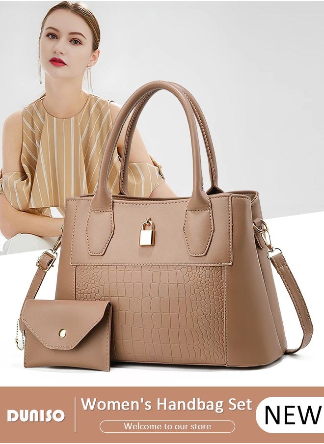 2PCS Women's Shoulder Tote Bag Set,Large Capacity Crossbody Bag,Shoulder Bag with Adjustable Shoulder Strap,Fashion Tote Bags Purse Bag Set for Women/Ladies Office Travel Daily Bag